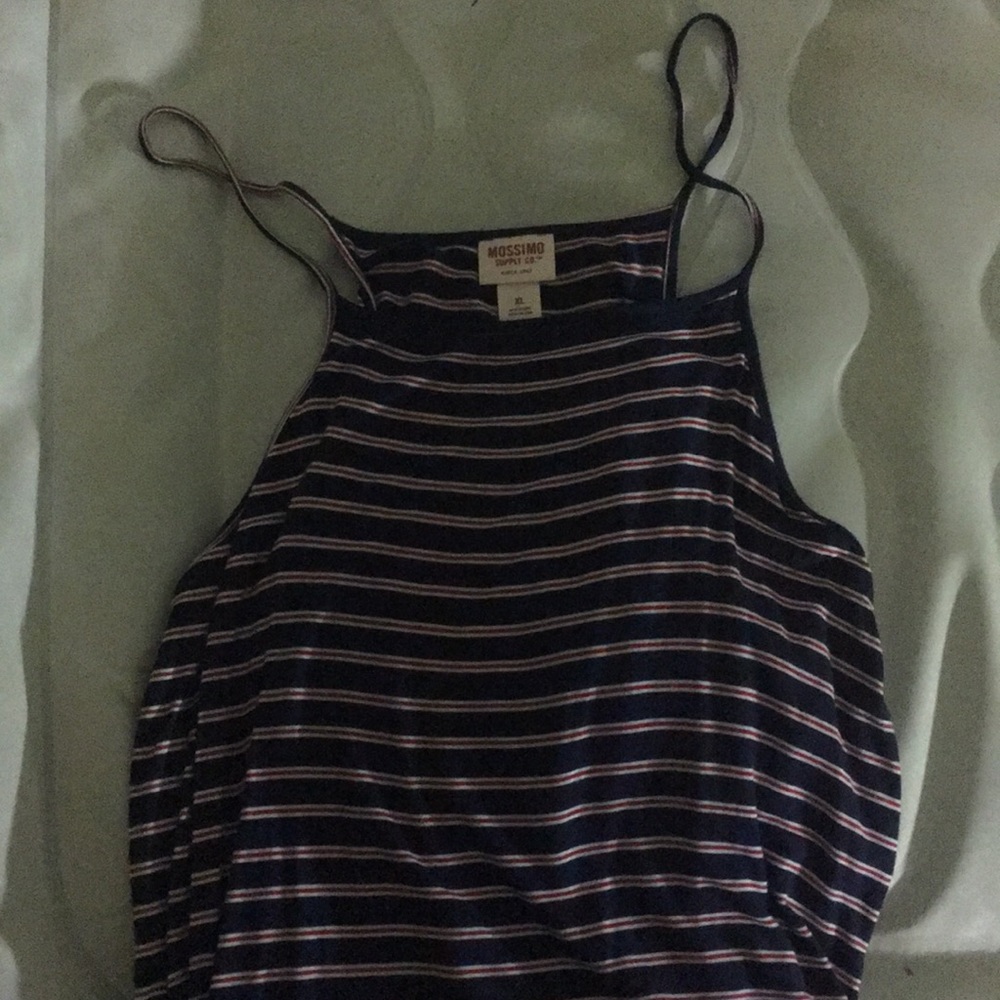 Blue red & white striped tank top